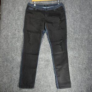 Poetic Justice Jeans Womens 32 Nikki Skinny Cotton Stretch Black Front Blue Back